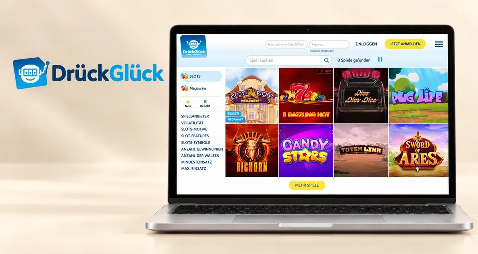 Spielothek von drueckglueck.de mit Slot-Kacheln